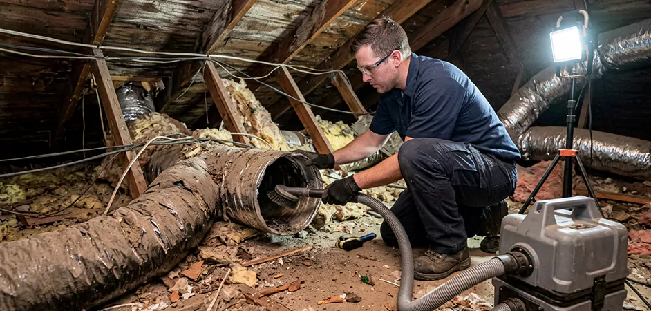Storm-Damaged Attic Duct Cleaning in Baytown