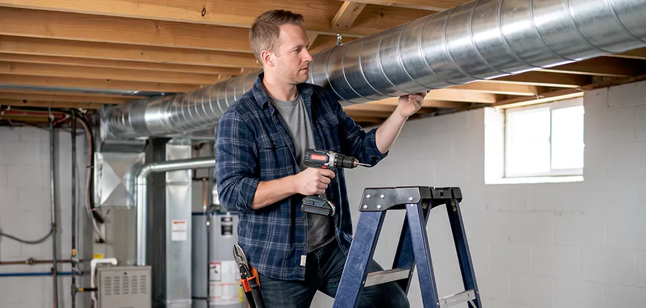 Exposed Spiral Ductwork in Baytown