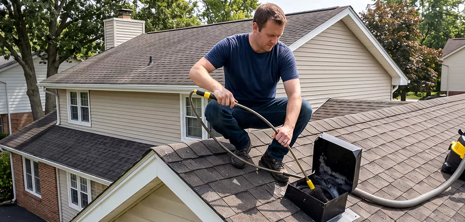Multi-Story Roof Dryer Vent Cleaning in Baytown